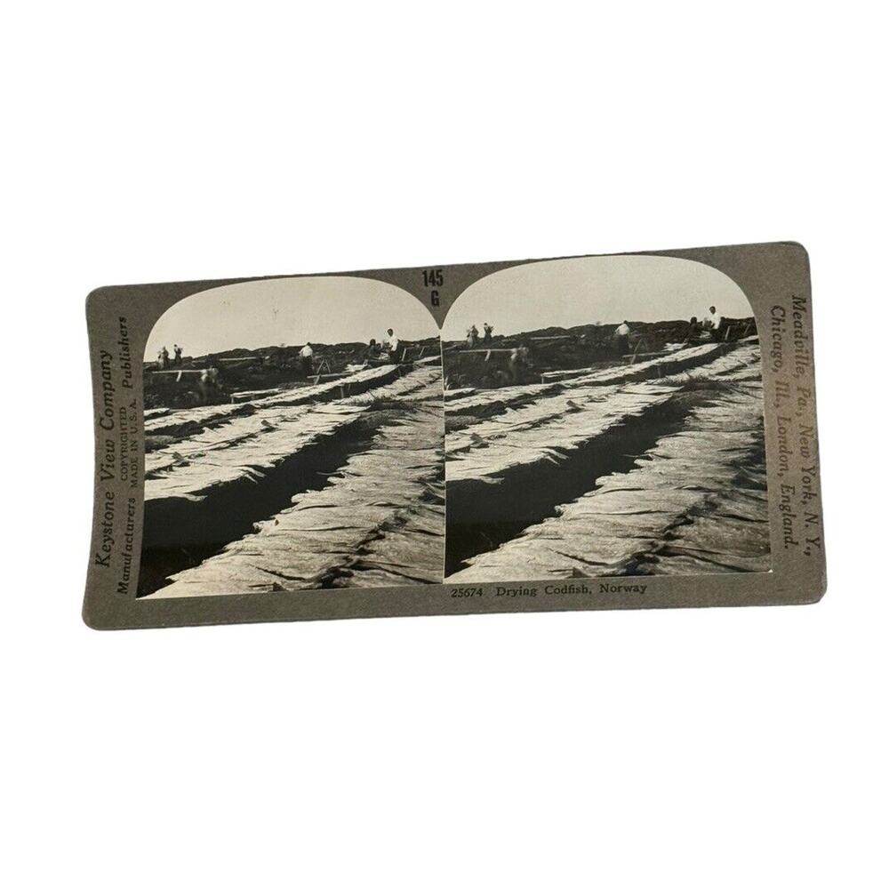 Norway‎ Drying Codfish Fishing Stereoview 25674 145g Keystone View Company